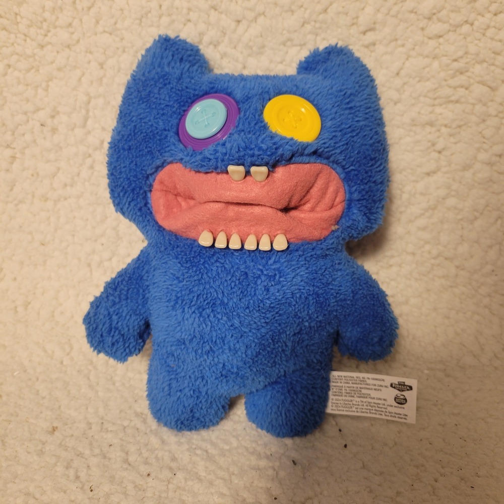 Zuru Fuggler Funny Ugly Monster Blue‎ Shaggy Plush Mismatched Button Eyes 9 Inch